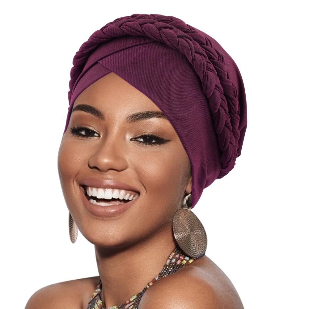 7053 African Turban Caps Beanie Twist Headscarf Pre-Tied Double Twisted